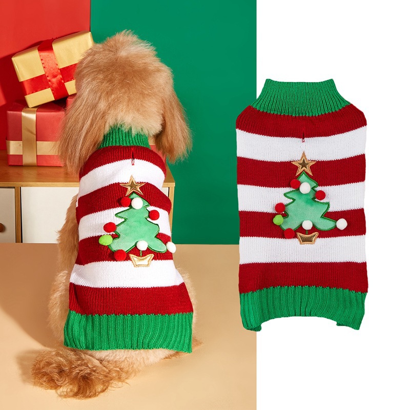 Pet clothes Santa Claus Christmas tree car reindeer snowflakes gingerbread people dogs sweaters autumn and winter — image 8