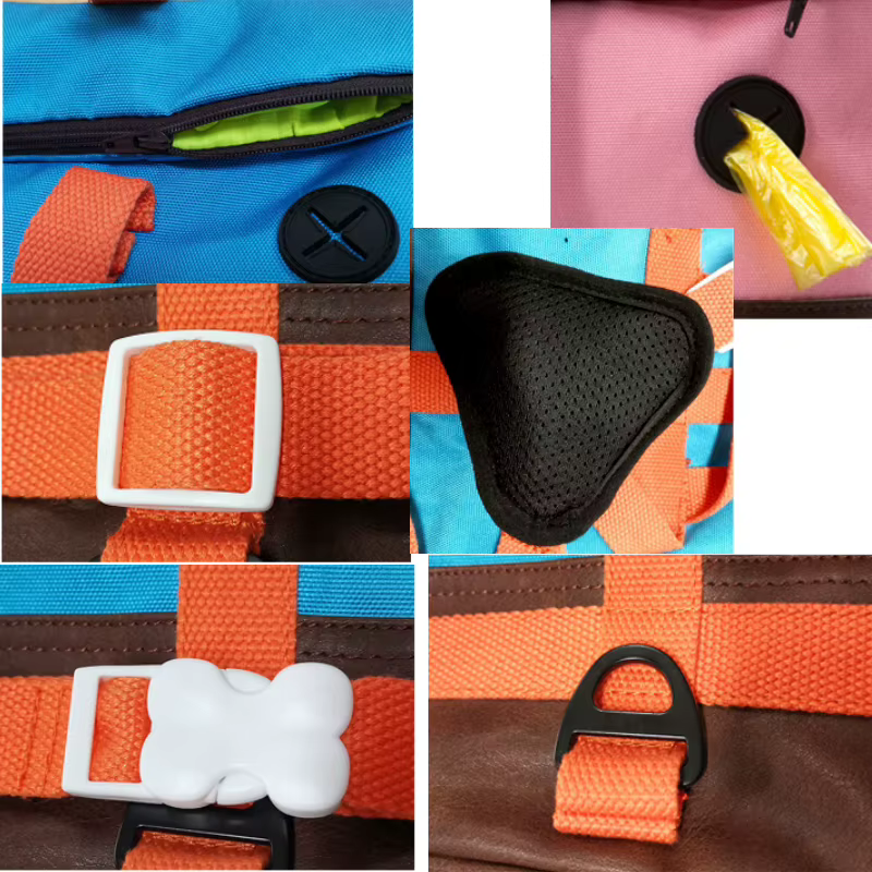 Mochila para Perros - Arnesón Respirable Ajustable con Bolsa de Comida para Cachorros y Puppies — imagen 6