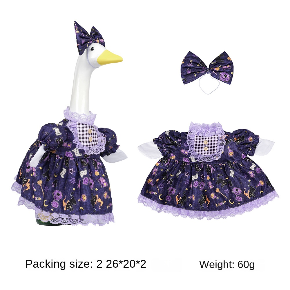 Halloween Porch Goose Costume 23 Inches Purple Black Cat Lace Skirt — image 6