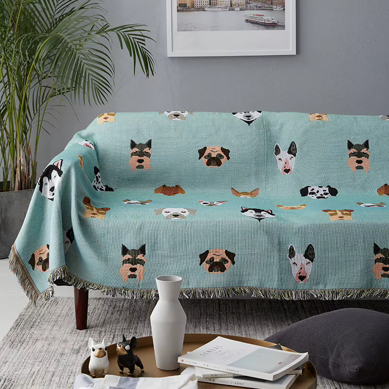Cobertor de punto con diseño de perros adorables, multifuncional, universal y antideslizante para sofá, cama y viajes — imagen 5