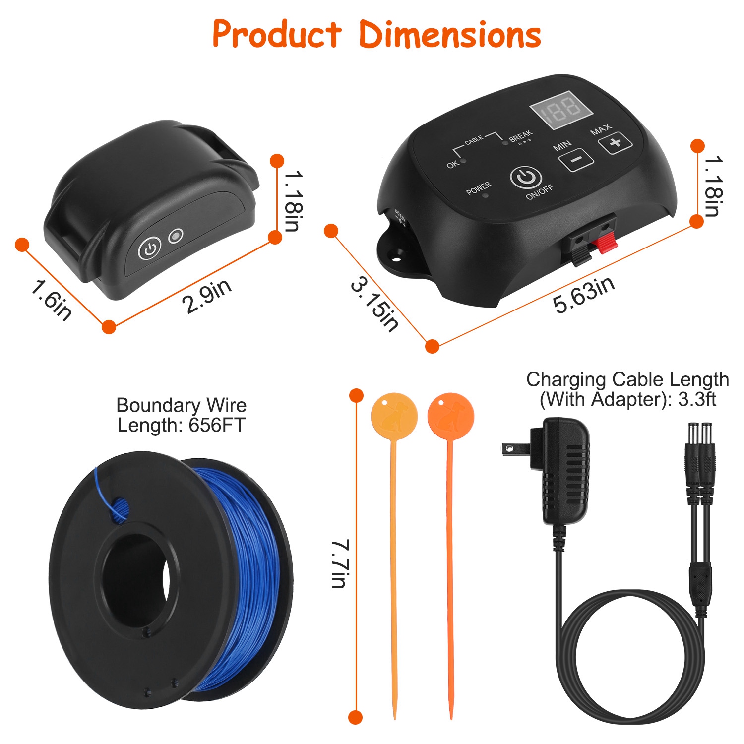 1 Juego de Sistema de Cerca para Perros Sistema de Contención para Mascotas con Cien Niveles Ajustables, Receptor Recargable Impermeable IPX7, Cerca Subterránea para Perros Pequeños, Medianos y Grandes — imagen 6