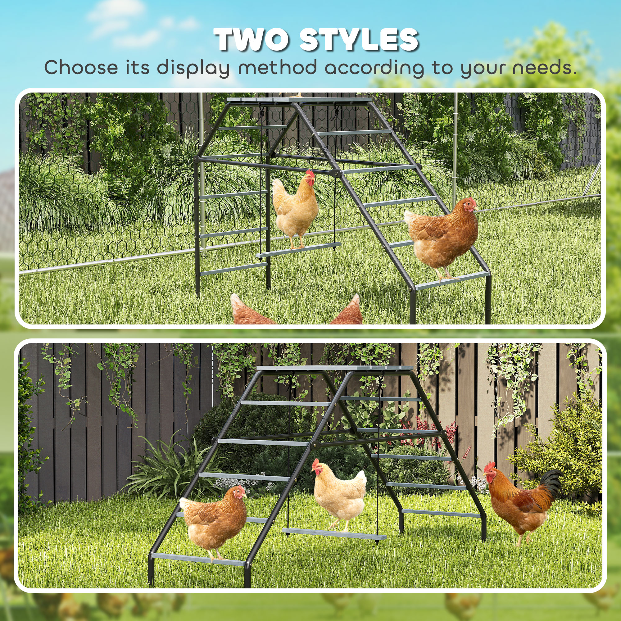 Perchas para Gallineros con Suelo Móvil y Ajuste de Balance, 10 Barras de Descanso, para Jardín o Granja — imagen 8