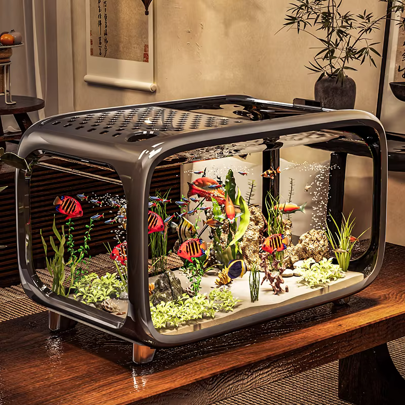 Home Living Room Ornamental Fish Tank Ecological Landscape Filtration Oxygen Generation Aquariums Multi-functional Feeding Tank — image 1