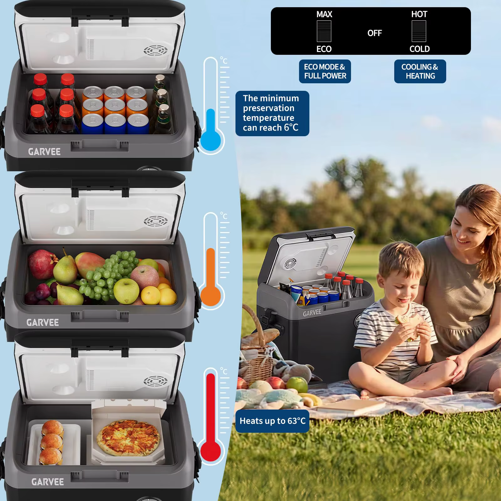 Electric Cooler And Warmer Portable Thermoelectric Fridge With 110V AC 12V Car Plug For Car Truck Camping Travel — image 5