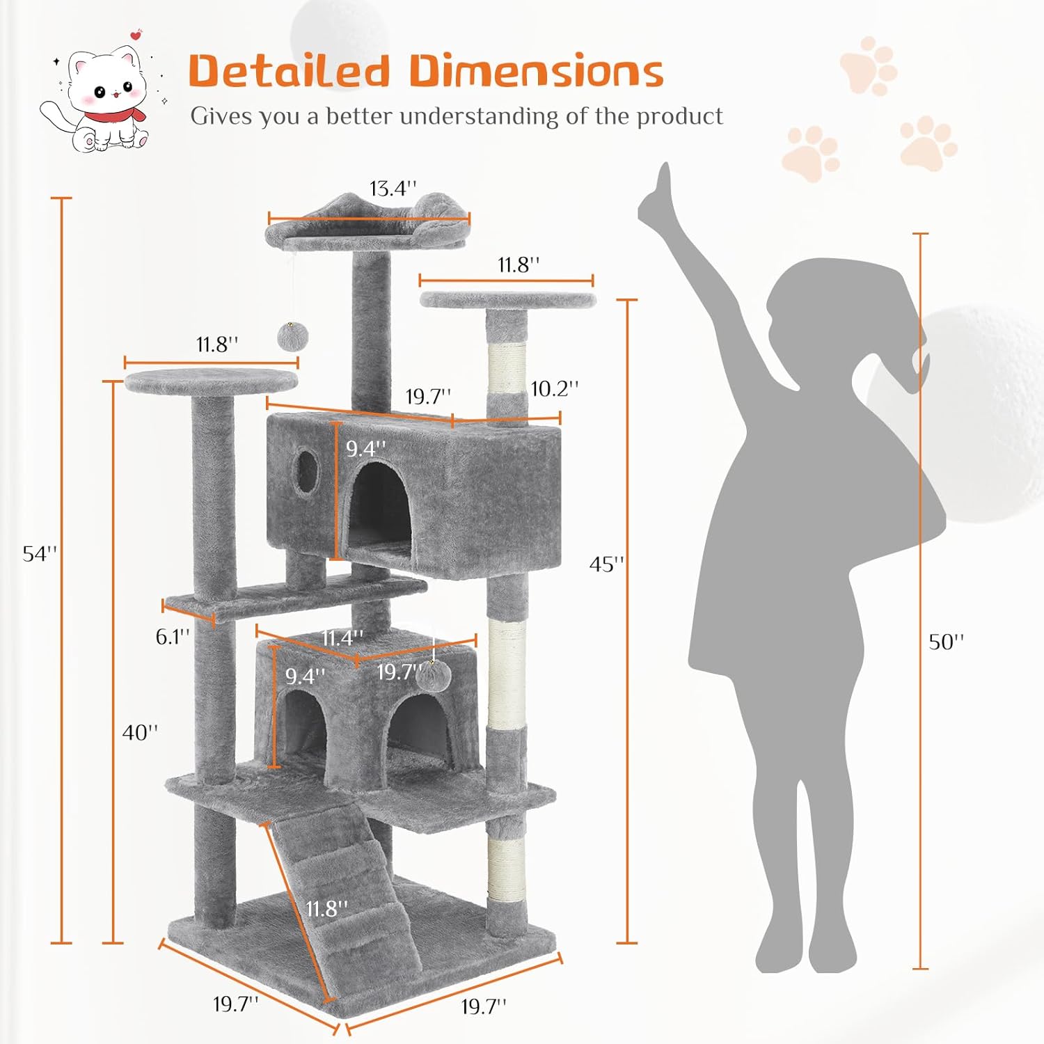 54 -Cat Tree Tower - Multi-level With Sisal Grab Post, Indoor Apartment With Ladder, Plush Toys, Rest And Play — image 13