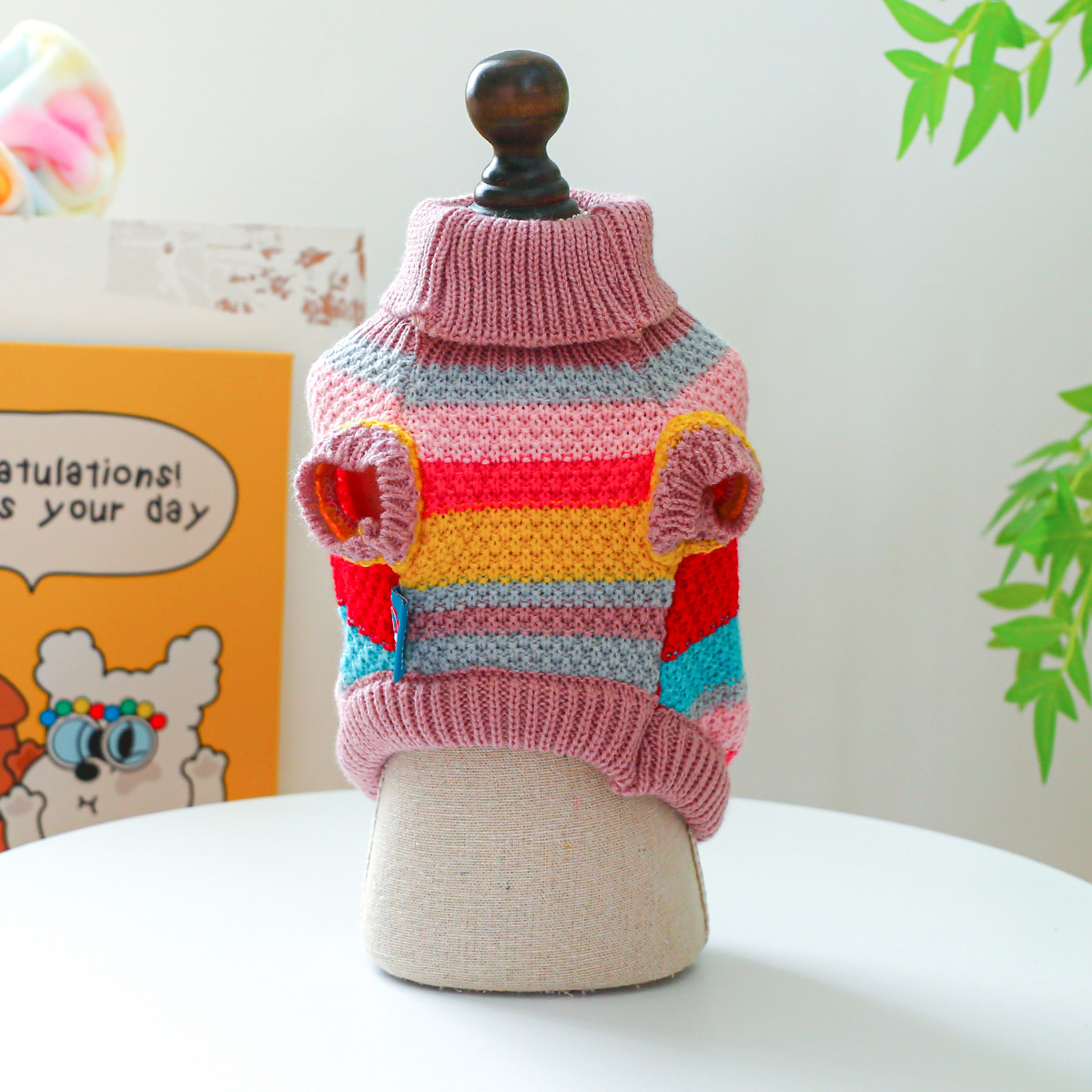 Sudadera cómoda de rayas coloridas para mascotas — imagen 4