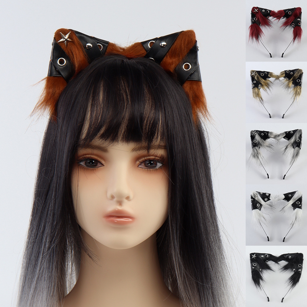 Auriculares de Orejas de Animal Punk Estilo de Cuero para Fiesta de Halloween — imagen 3