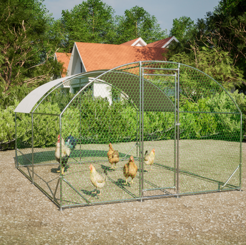 Large Chicken Coop Metal Chicken Run With Waterproof And Anti-UV Cover, Dome Shaped Walk-in Fence Cage Hen House For Outdoor And Yard Farm Use, 1 Tube Diameter, 9.84 X 13.12 X 6.56 — imagen 1