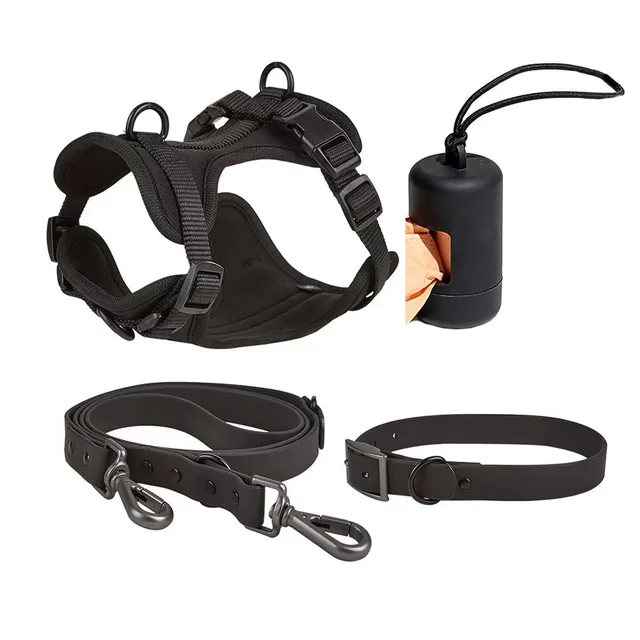 Luxury Waterproof PVC Neoprene Pet Poop Bag Dispenser Set, Dog Harness, Leash Collar Set for Dog — image 7
