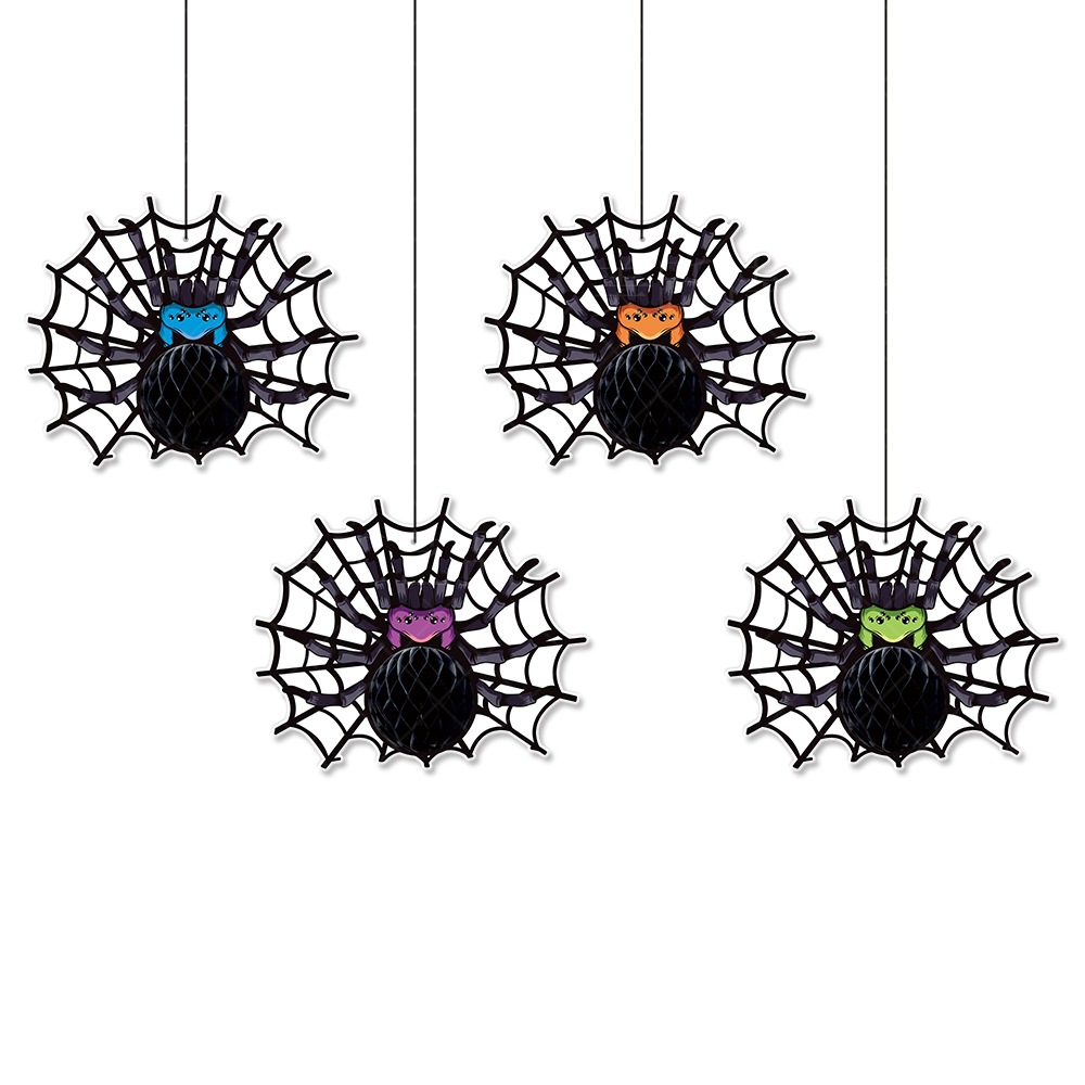 Halloween Decorative Hanging Ornament Spider Bat Honeycomb Ball Pendant 3D Spider Honeycomb Decoration — image 8