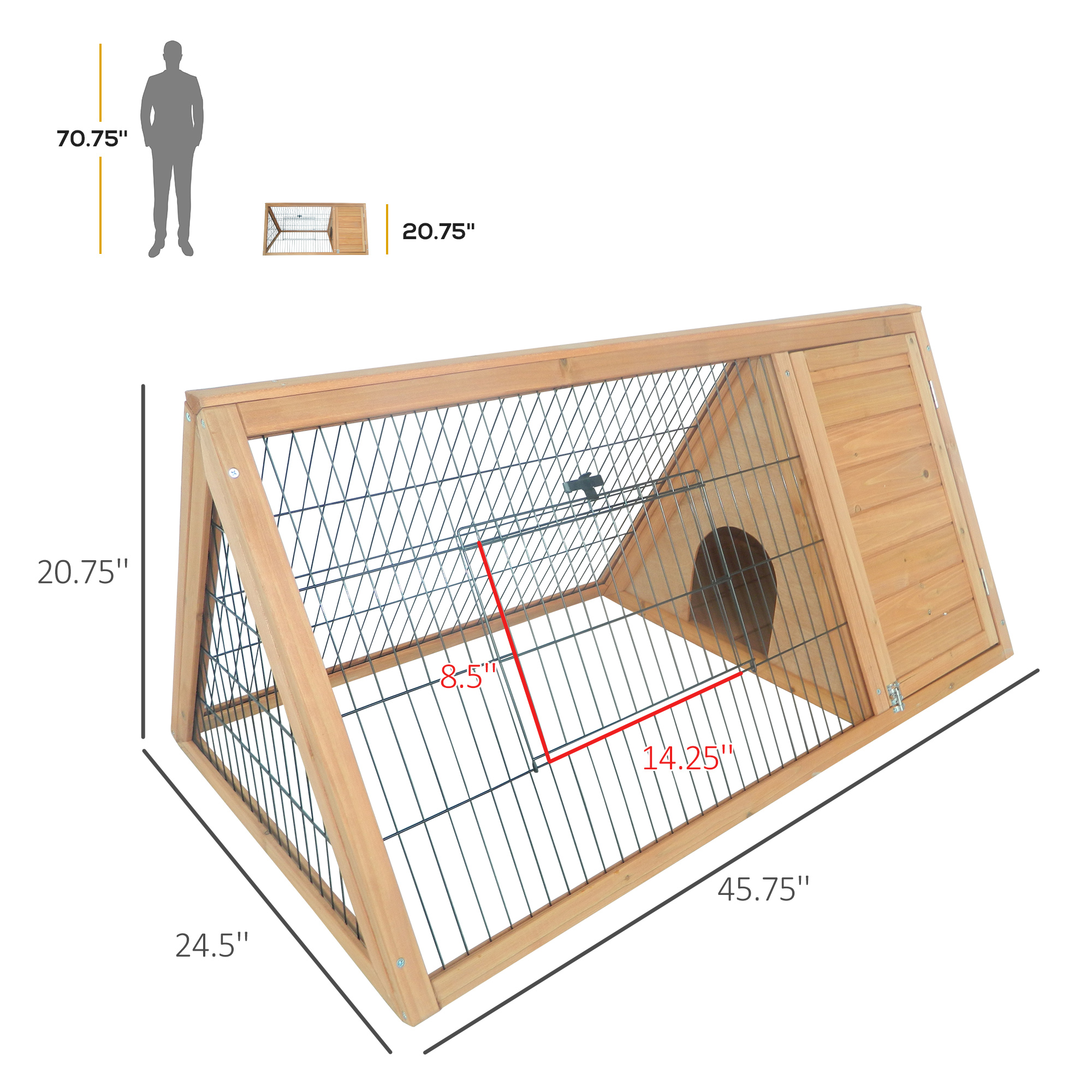 Rabbit Hutch Outdoor, Wooden Chicken Coop with Run, Outdoor Small Animal Cage for Rabbit, Small Duck and Chicken, Brown — imagen 2