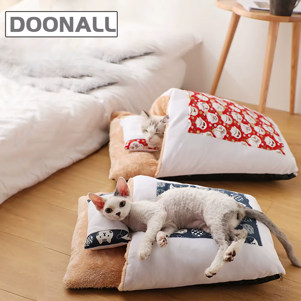 Doonall Stylish Cat Dog Nest Bed Pet Sleeping Bag Warming Foldable Pet Cave for Winter - Tent Self- Cat Hideaways — image 1