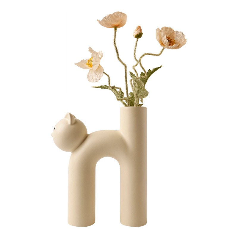 Behamei Creative Christmas Cute Tubular Cat Vase Living Room Home Desktop Decorations — image 6