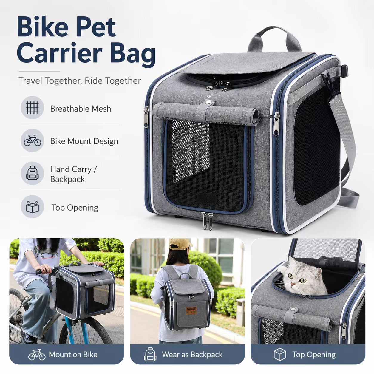Mochila Transportadora para Mascotas, Bolsa Portátil para Gatos y Perros, Exterior, Viaje, Bicicleta, Motocicleta, Transportador Respirable de Hombro para Mascotas Pequeñas — imagen 1