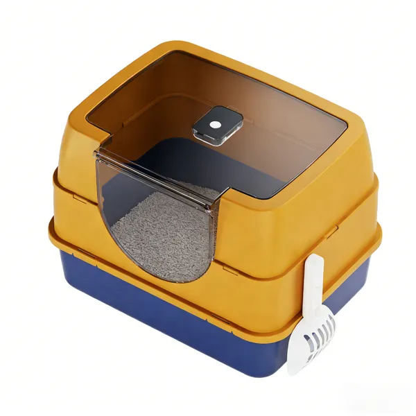 Caja de Arena Galaxia para Gatos Naranja, Acristalada con Sellado Total contra Olores y Arena Escurridiza, Estable y Duradera, Ideada para Familias de Mascotas en Todo el Mundo — imagen 3