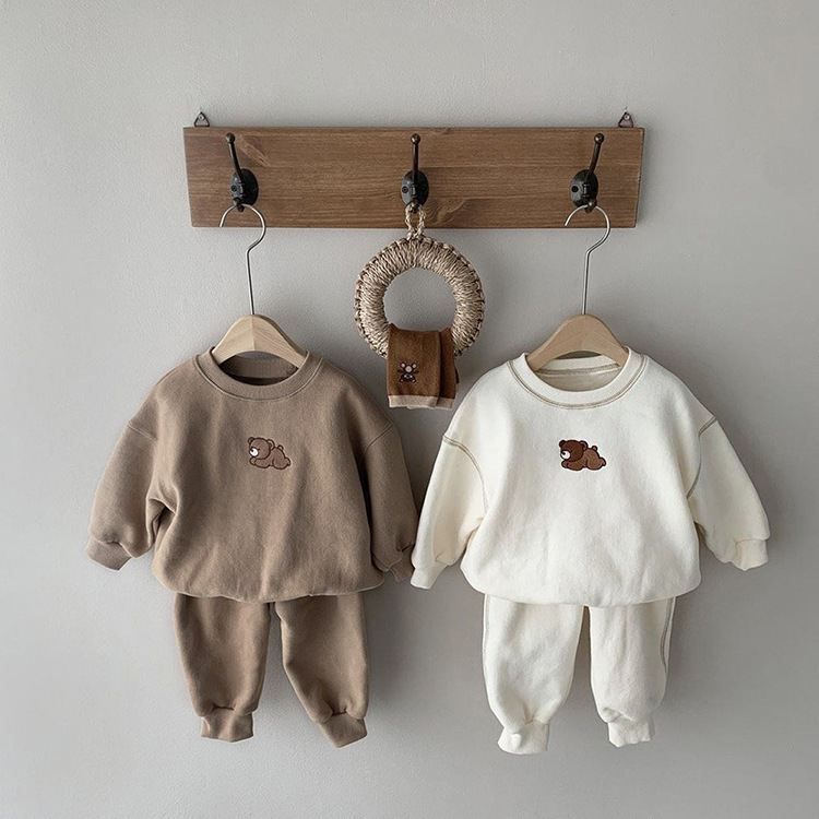 Children's Clothing Set for Boys and Girls, Embroidered Bear Casual Hoodie Set, Baby Sport Two-Piece Outfit — image 2