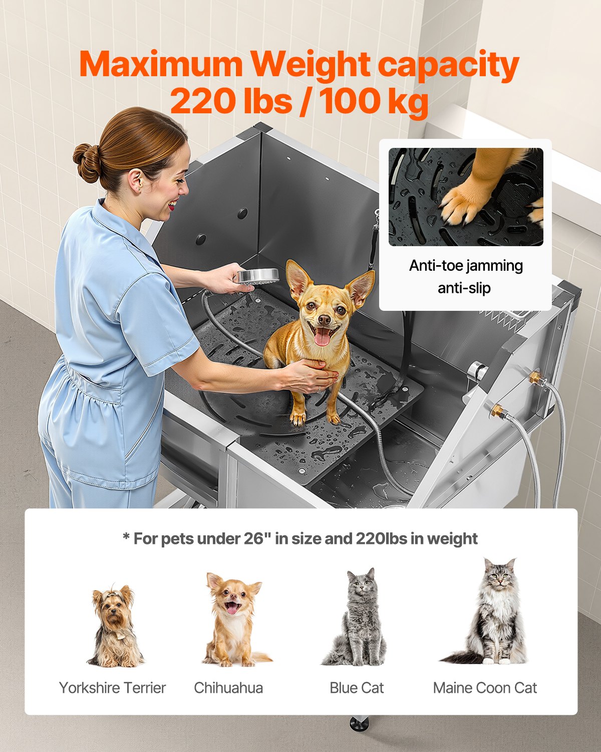 38 Dog Grooming Bath Tub Stainless Steel W Stairs Faucet Left Door — image 4