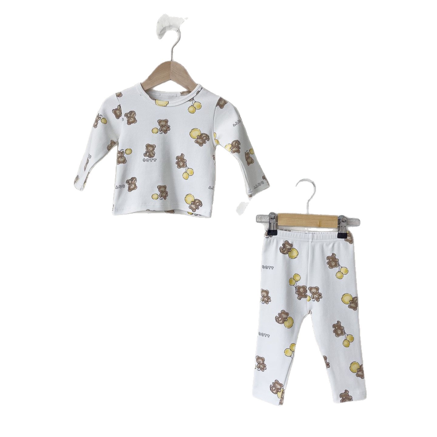 Baby Bottoms Set, Children's Two-Piece Set with Bear Balloon Print Long Sleeve T-Shirt and Pants Pajama Set — image 2