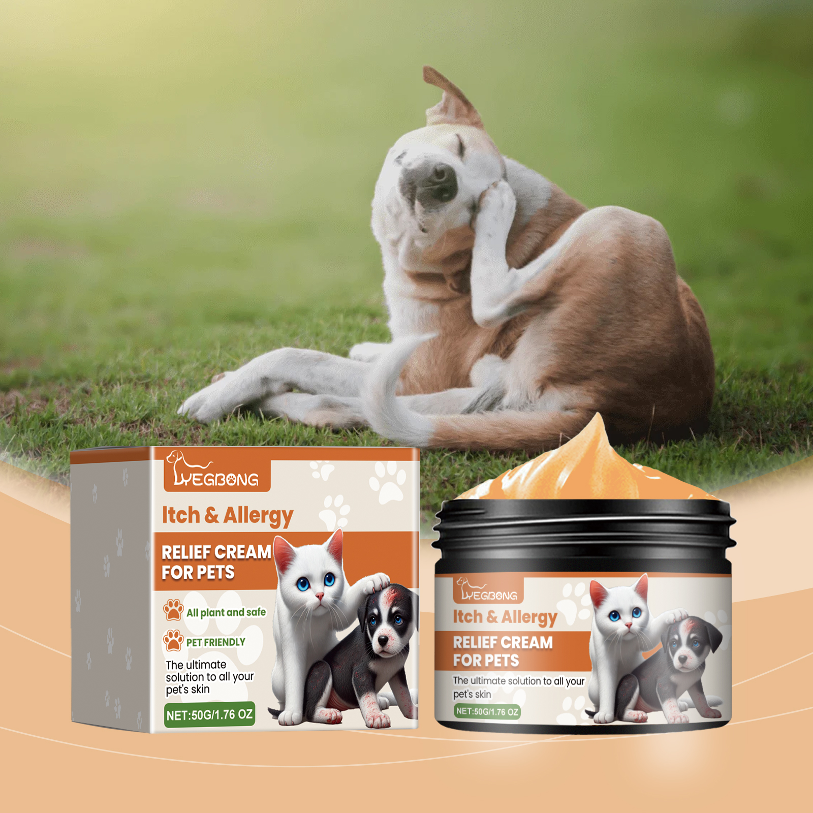 Pet Itch & Allergy Relief Cream, Soothing Skin For Dogs & Cats, Natural Herbal Extracts For Itch, Bites & Irritated Skin, 50g — image 1