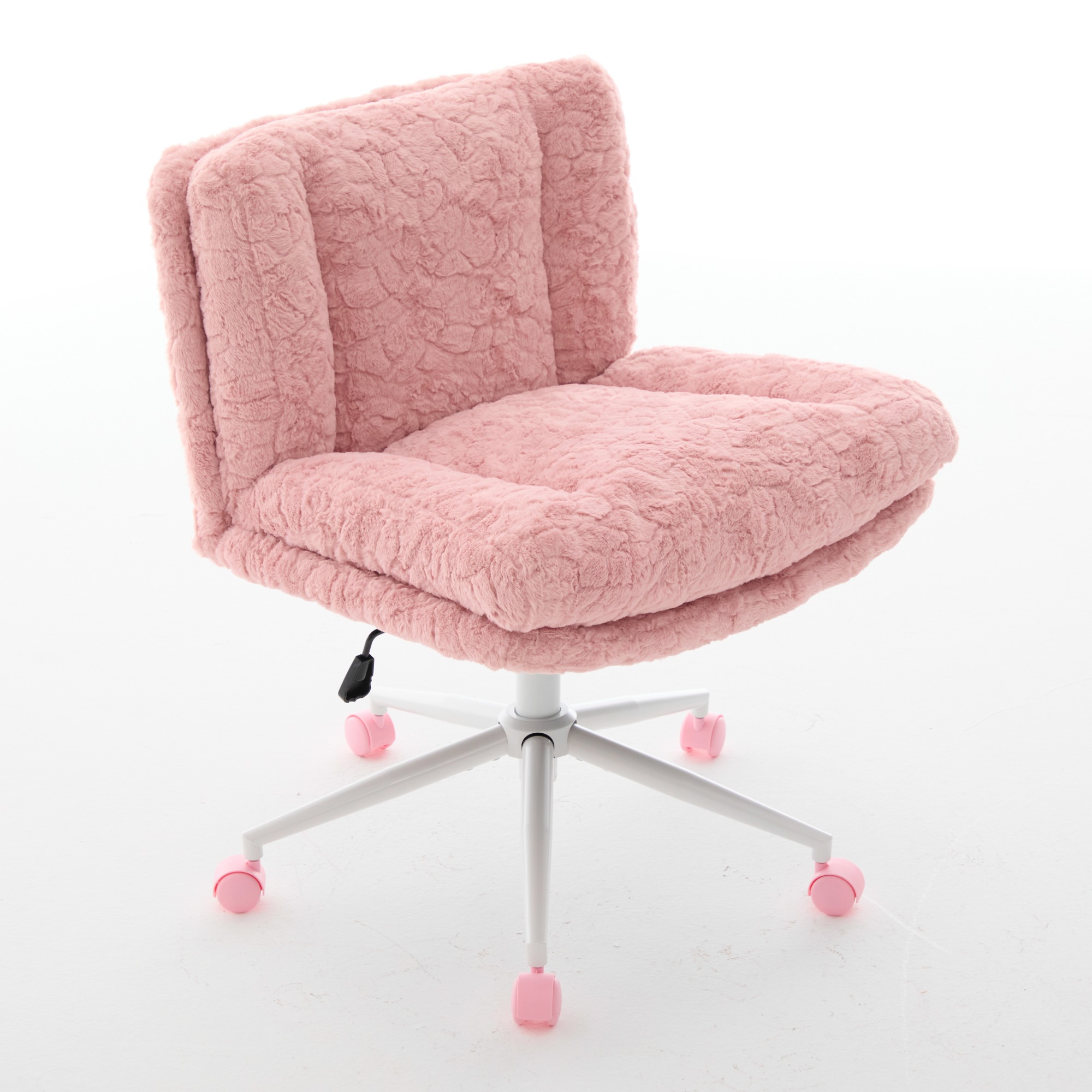 Silla de Oficina con Pelo de Conejo Artificial 26.4 Pulgadas de Ancho de Asiento, Base Metálica Ajustable, Silla para Estudio y Vestidor — imagen 3