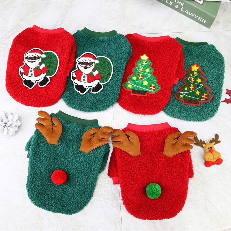 Dog Clothes Autumn/Winter Pet Clothes Teddy Small Dog Pet Clothes Winter 21 Christmas Tree Velvet Clothes — image 2