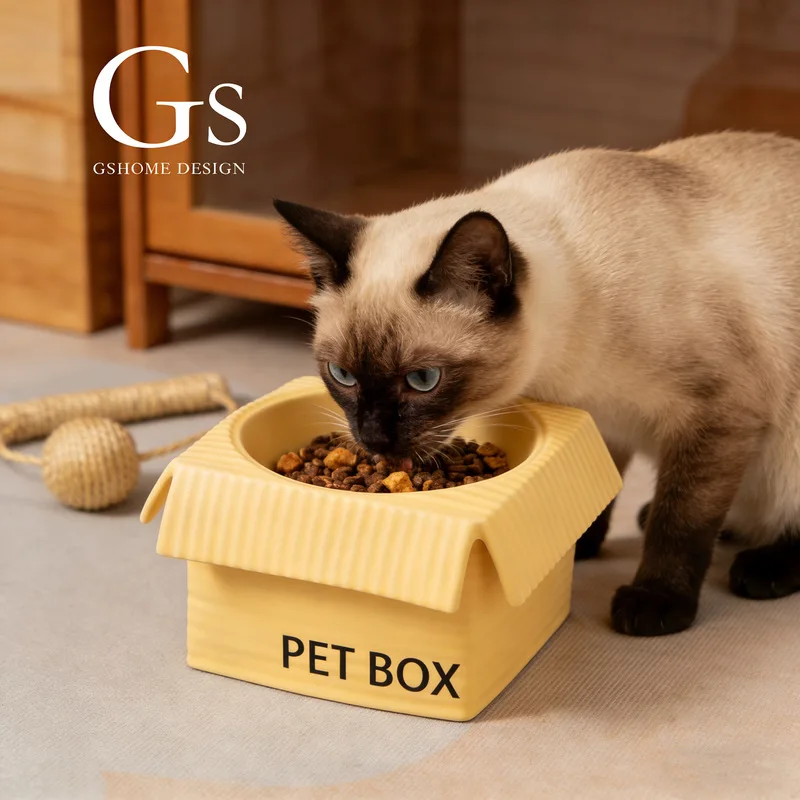 Bol de Cerámica para Gatos Elevado Protección Cervical Grande Capacidad para Gatos Adultos Individuales — imagen 1