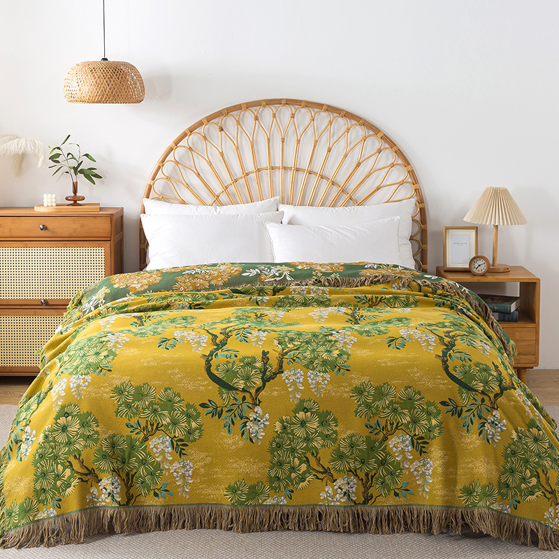 Jungle Style Cotton Gauze Blanket, Double-Sided Use Throw Blanket, All-Season Reversible Cover for Sofa, Adult Nap Blanket — image 7