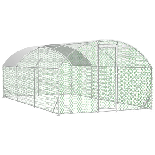 Large Chicken Coop Metal Chicken Run With Waterproof And Anti-UV Cover, Dome Shaped Walk-in Fence Cage Hen House For Outdoor And Yard Farm Use, 1 Tube Diameter, 9.84 X 19.68 X 6.56 — imagen 3