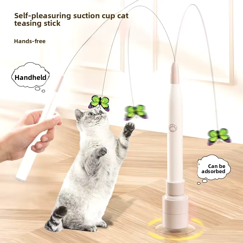 Juguetes de Atracción Eléctricos para Gatos con Cúpula de Succión Volador Mariposa Rodillo de Gato Juguete Autoentretenido para Gatos Largo Cable de Alambre de Acero — imagen 1