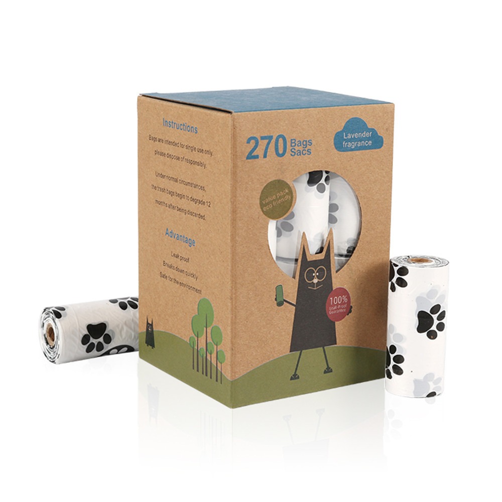 White Footprint Dog Poop Collection Bag D2W Photo Oxygen Degradation Pet Garbage Bag Pet Supplies — image 8