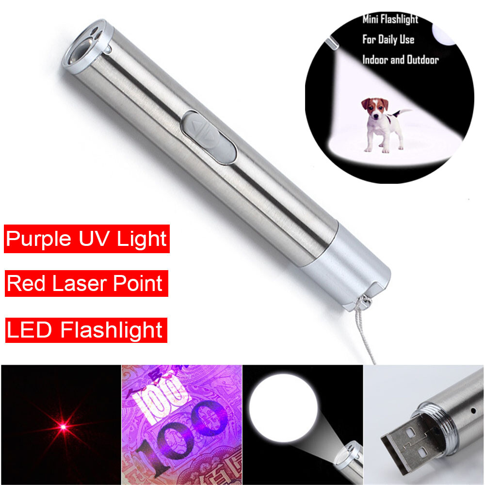 2PCS USB Rechargeable Red Laser Pointer Pen Cat Dog Toys LED Flashlight UV Light — image 10