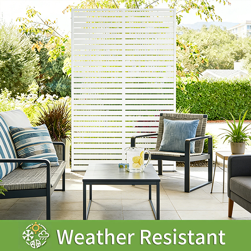 70.87" H × 46.06" W White Metal Privacy Screen, Freestanding Slatted Patio Divider Fence, Coastal & Beach House Decor, Indoor Room & Sunroom Partition, Kid Play Yard & Pet Safe Outdoor Deck Balcony Ba — image 7