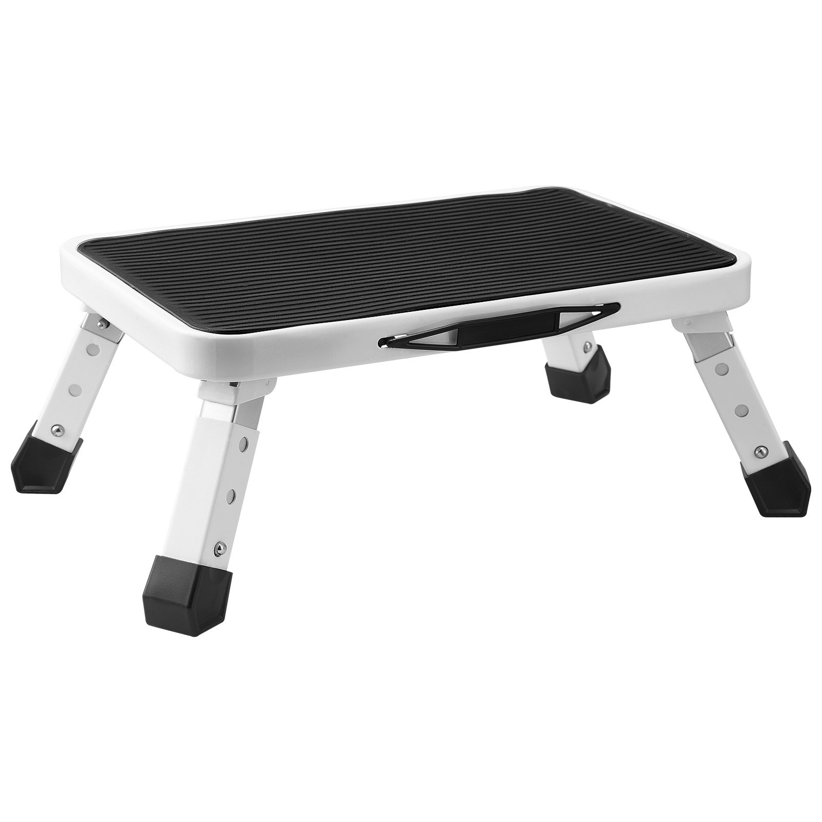 Elevador de 1 paso con capacidad de 330 lbs, peldaño metálico plegable ajustable en 3 alturas, escaleras portátiles para adultos y niños, suelas antideslizantes seguras para oficinas, RV, mascotas, baños y dormitorios — imagen 1