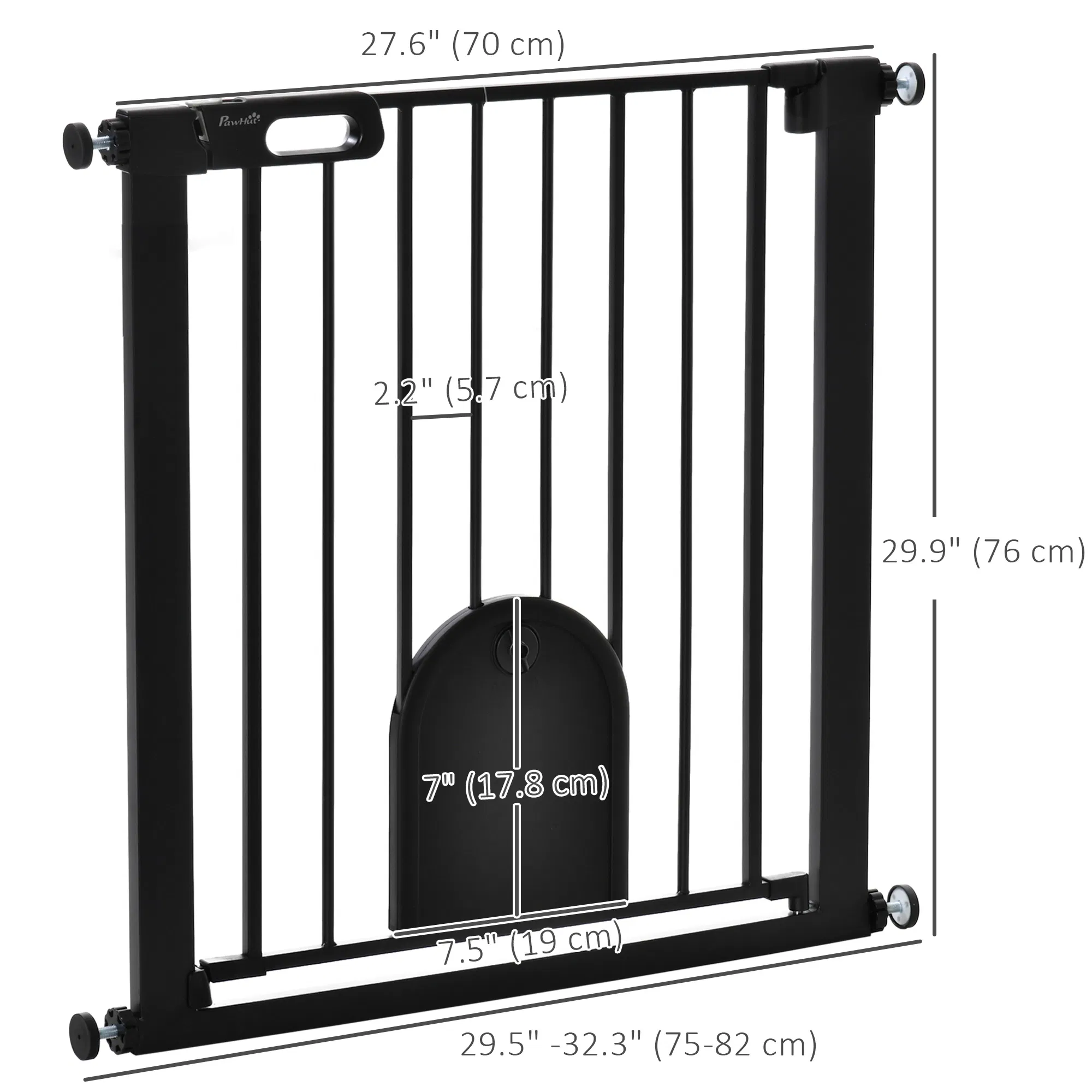 30"-32" Extra Wide Pet Gate Barrier with Small Door, 30"H Dog Gate with Safety Gate Barrier, Stair Pressure Fit, Black — image 2