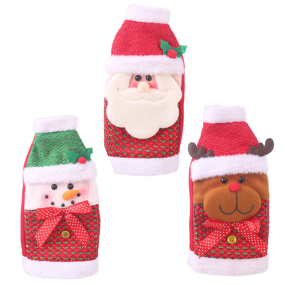 Christmas decoration supplies creative cartoon elderly snowman elk wine bottle set red wine set red wine bag — image 5