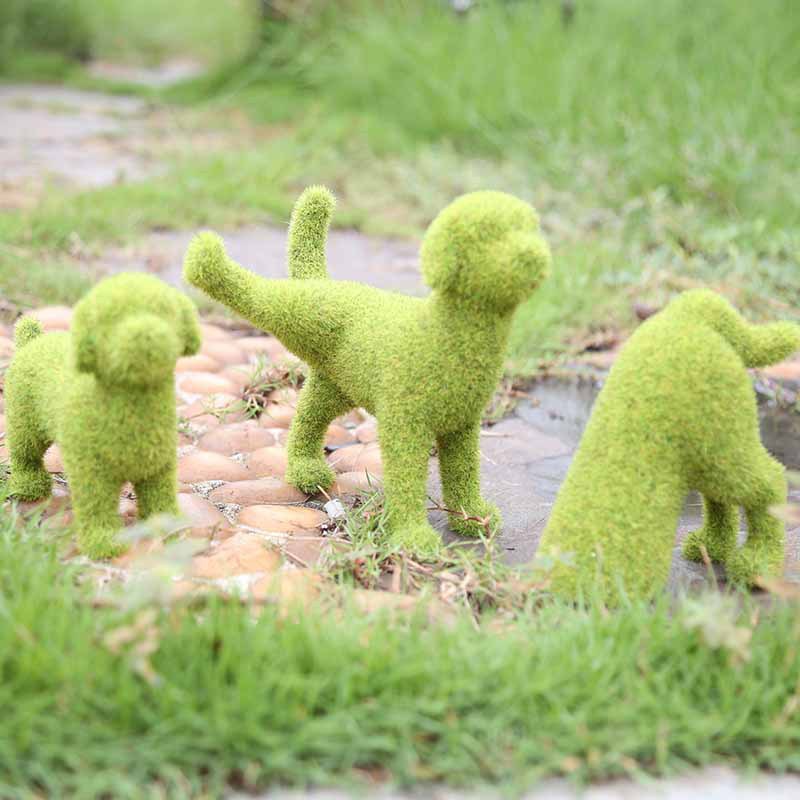 European Style Outdoor Courtyard Grass Green Simulation Flocking Puppy Ornaments Balcony Garden Window Photo Decoration Animals — image 2