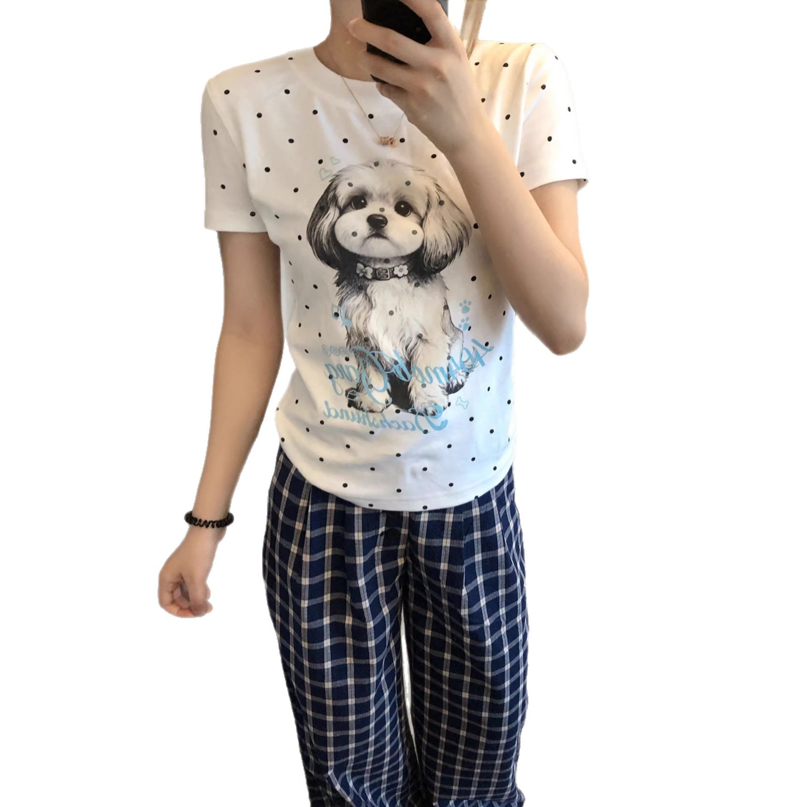 Dog Print Cotton Short Sleeve T-Shirt for Women — image 2