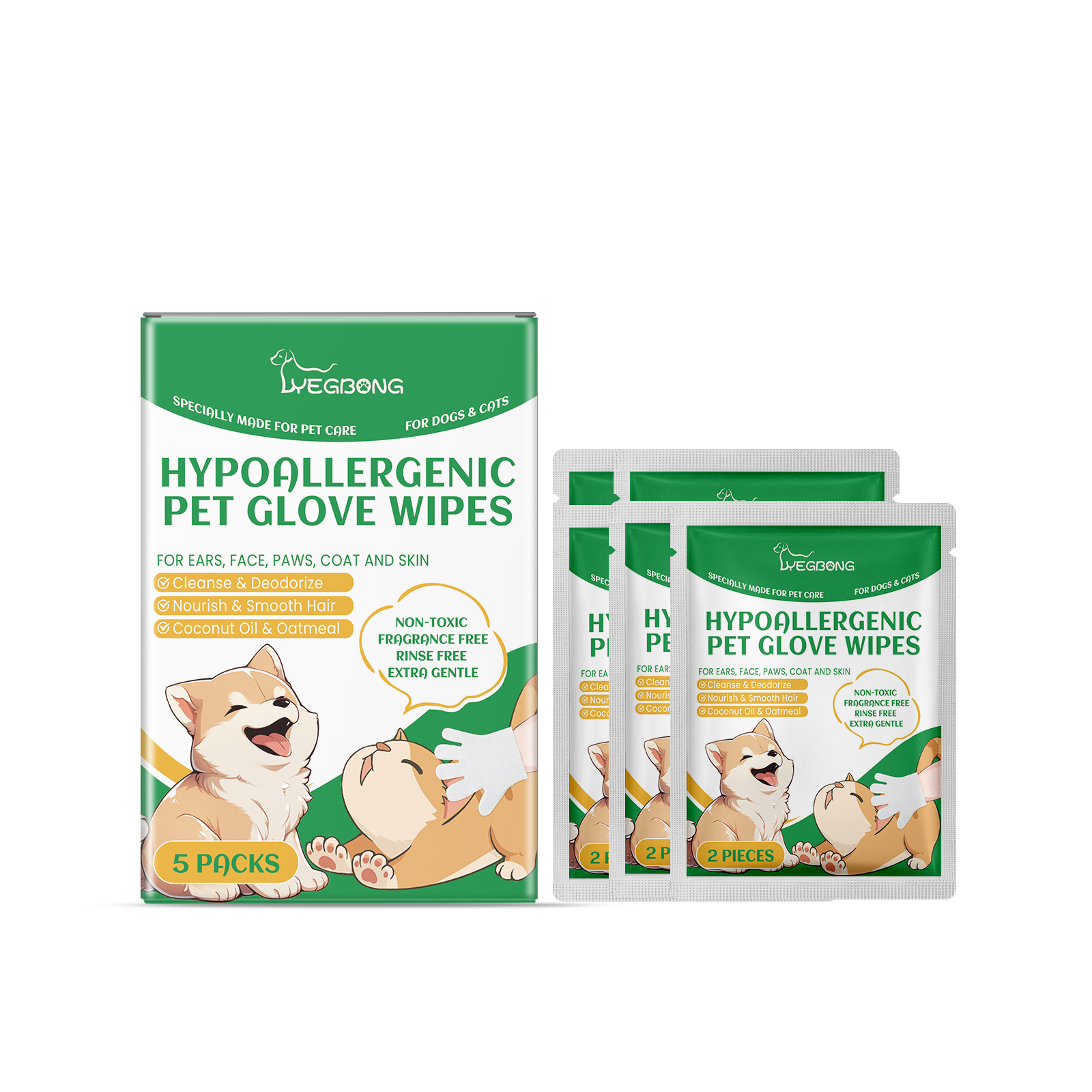 Pet Disposable Cleaning Gloves Dog Cat Hair And Skin Gentle Cleaning Care Gloves — image 1