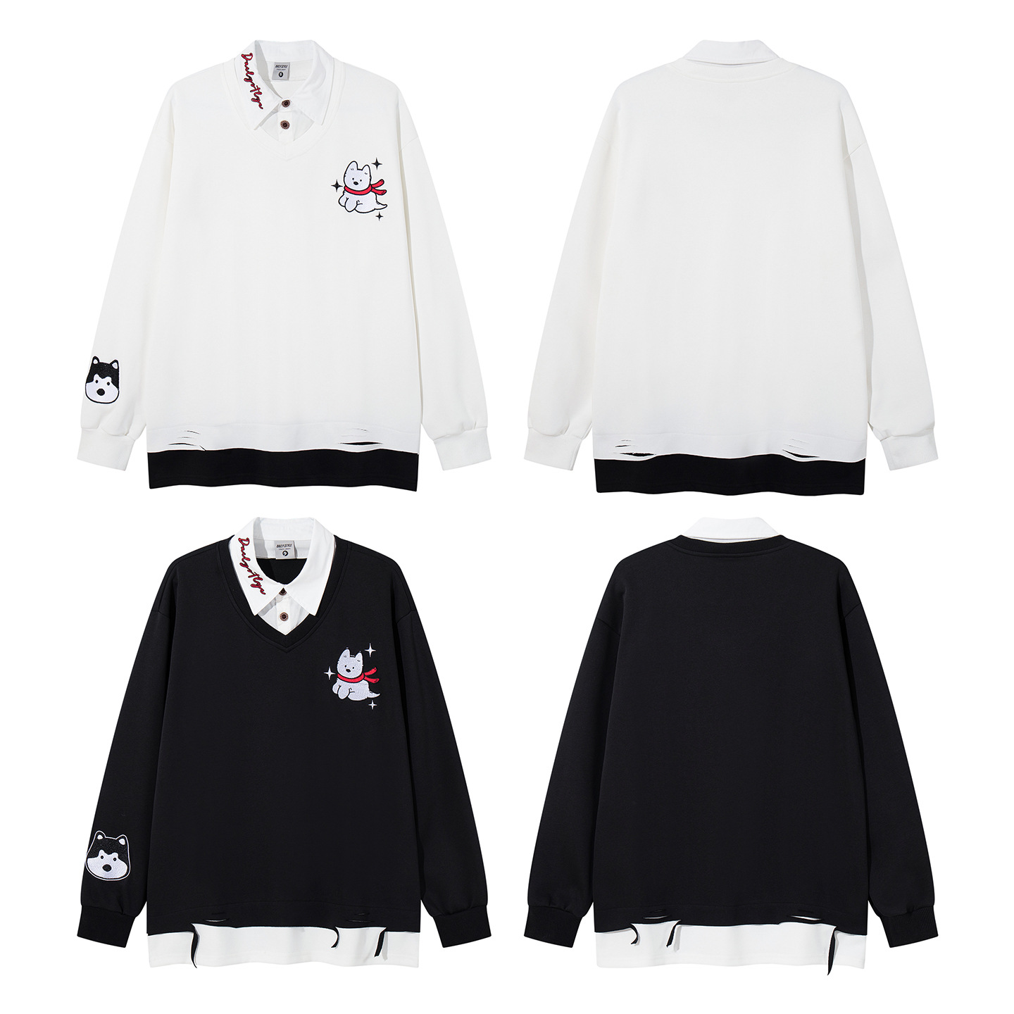 Two fake polo hoodies embroidered with puppy embroidery — image 6