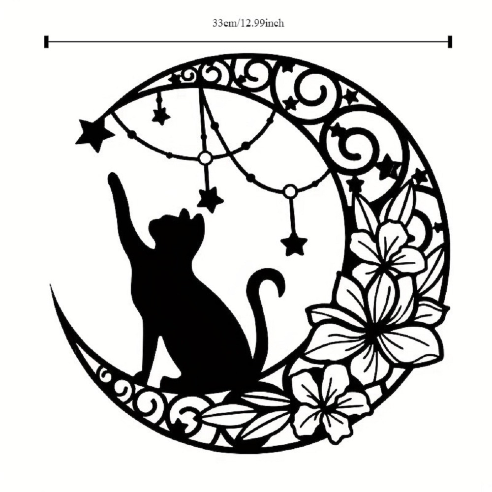 Arte de Pared en Metal Negro con Gato Gótico - Decoraciones de Halloween Vintage — imagen 6
