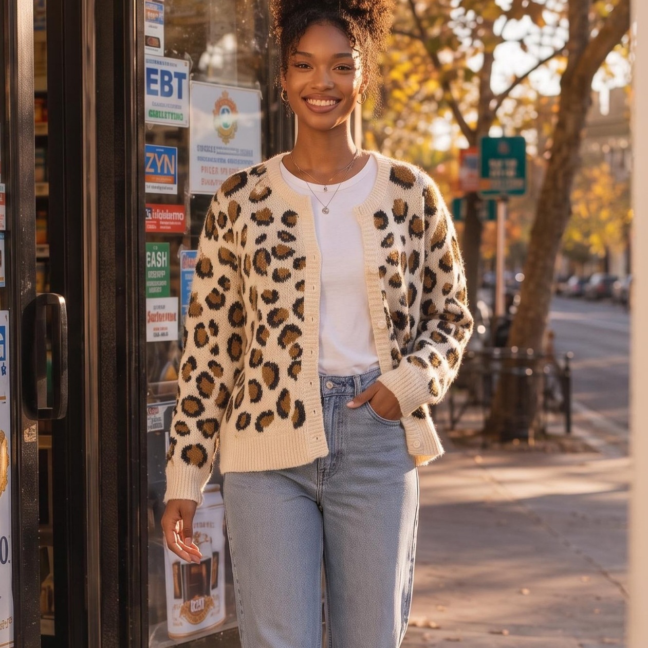 Leopard print V-neck sweater — image 6