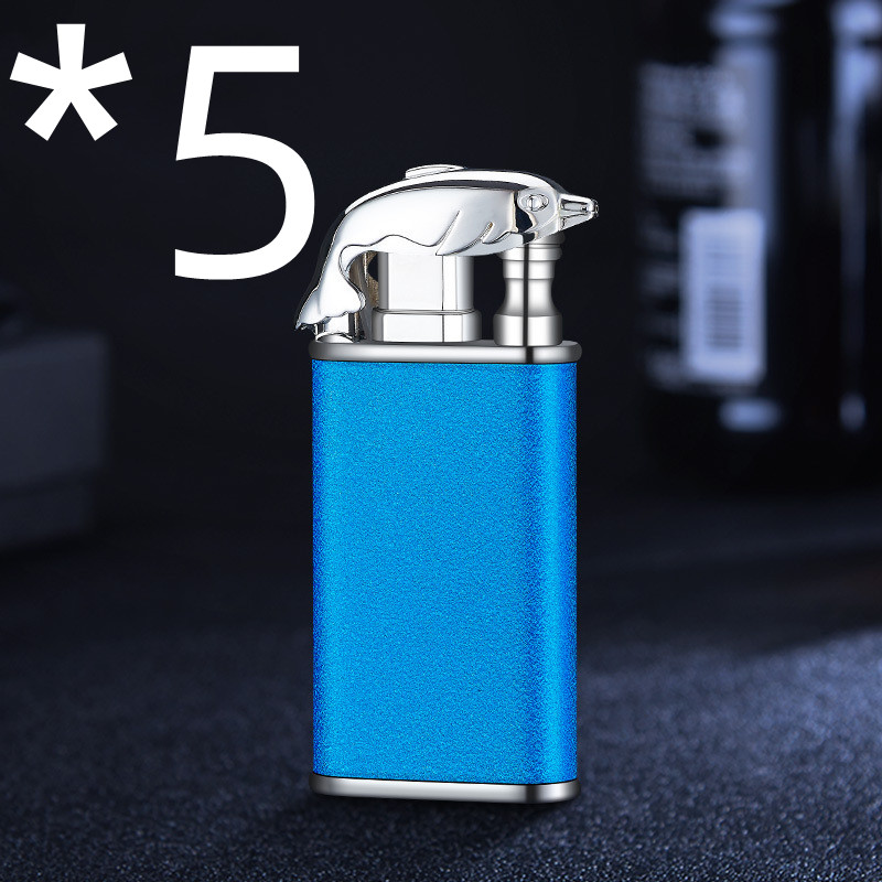 Creative Blue Flame Lighter Dolphin Dragon Tiger Double Fire Metal Winproof Lighter Inflatable Lighter — image 53