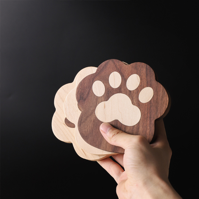 Black Walnut Cat Claw Coaster Creative Cute Solid Wood Insulation Pad Wooden Teapot Mug Pad — image 1