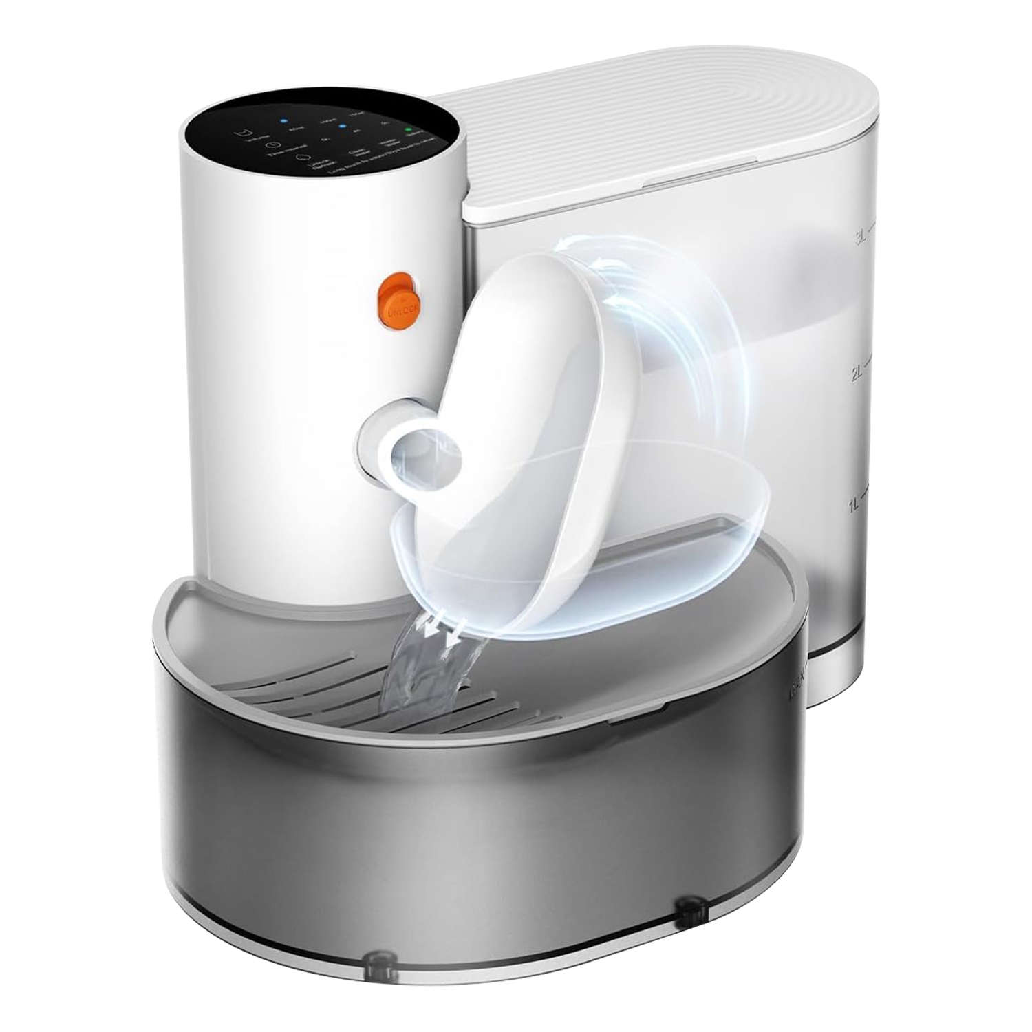 Fuente de Agua Inteligente para Mascotas Dispensador Automático de Agua para Gatos 3L Fuente de Agua para Perros Recargable e Inalámbrica con Autorrelleno, 3 Volúmenes Ajustables, 3 Intervalos de Tiempo y Control Táctil — imagen 5
