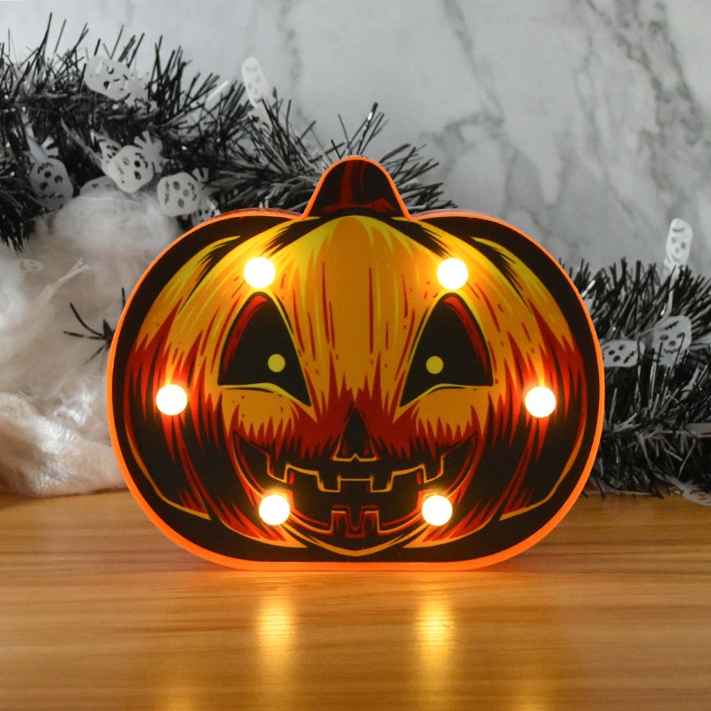 Halloween LED Lights Horror Pumpkin Ghost Bat Spider Night Lights Ornament Halloween Party Props Home Bar Table Lamp Decorations — image 8