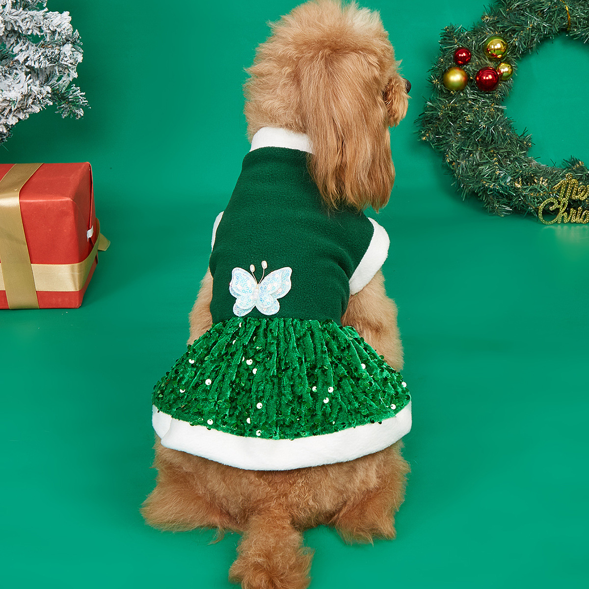 Autumn and Winter New Pet Plush Clothes Christmas Dog Dress Small Dog Teddy Dress Cat Clothes — image 6