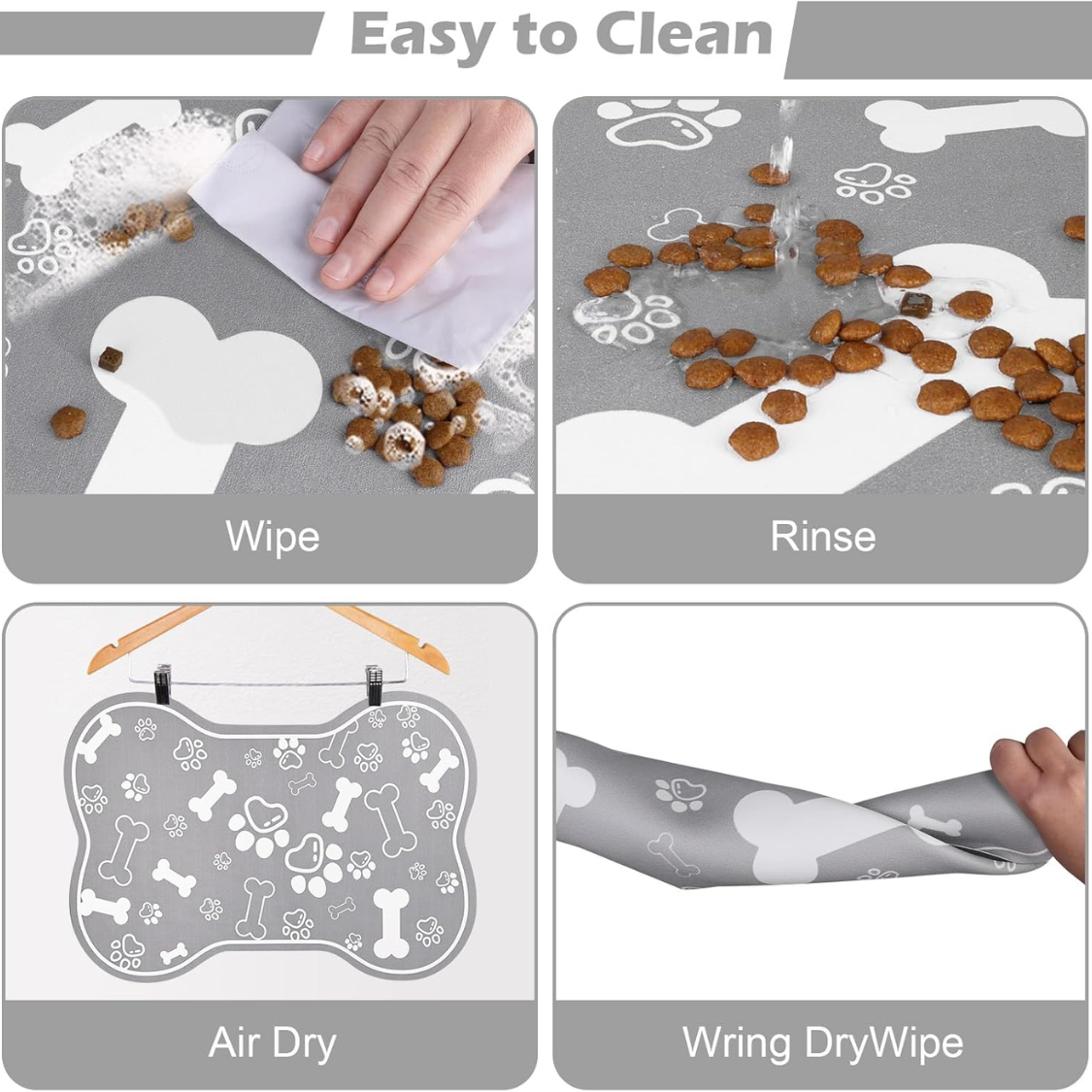 Manta de Alimentación para Perros y Gatos, Materiales Absorbentes Rápidos para Comida y Agua con Base de Goma, Forma de Hueso con Diseño Cómico para Decoración Interior — imagen 4