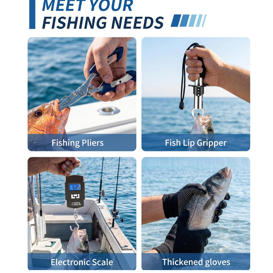 Fishing Tool Kit With Pliers, Hook Remover, Gripper & Fish Scale — image 2