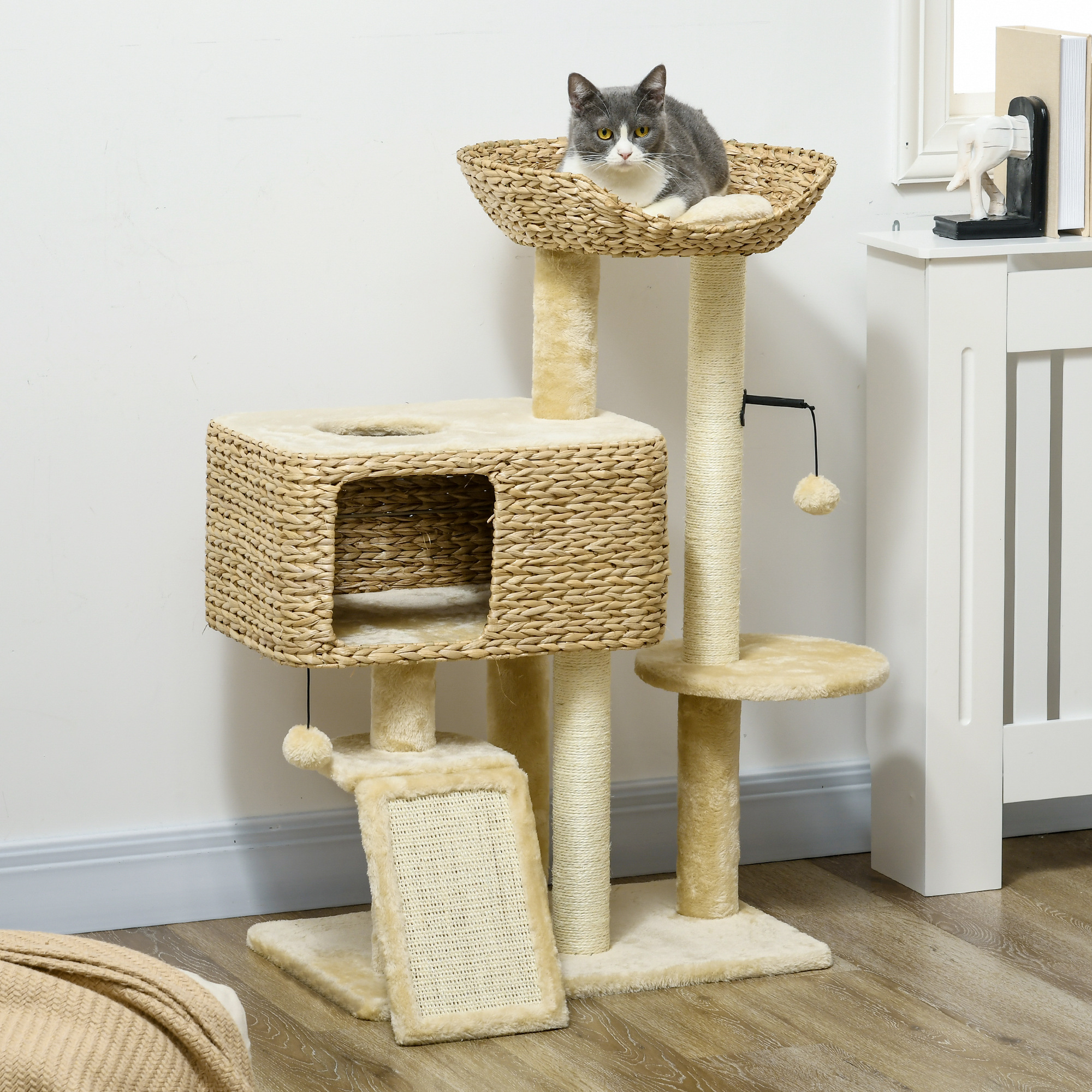 Árbol para Gatos de Interior con Postes de Rastrillado, Torre para Conejos, Beige — imagen 1