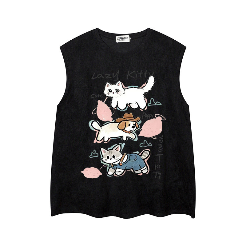 Stacked cat and dog printed vest — image 5